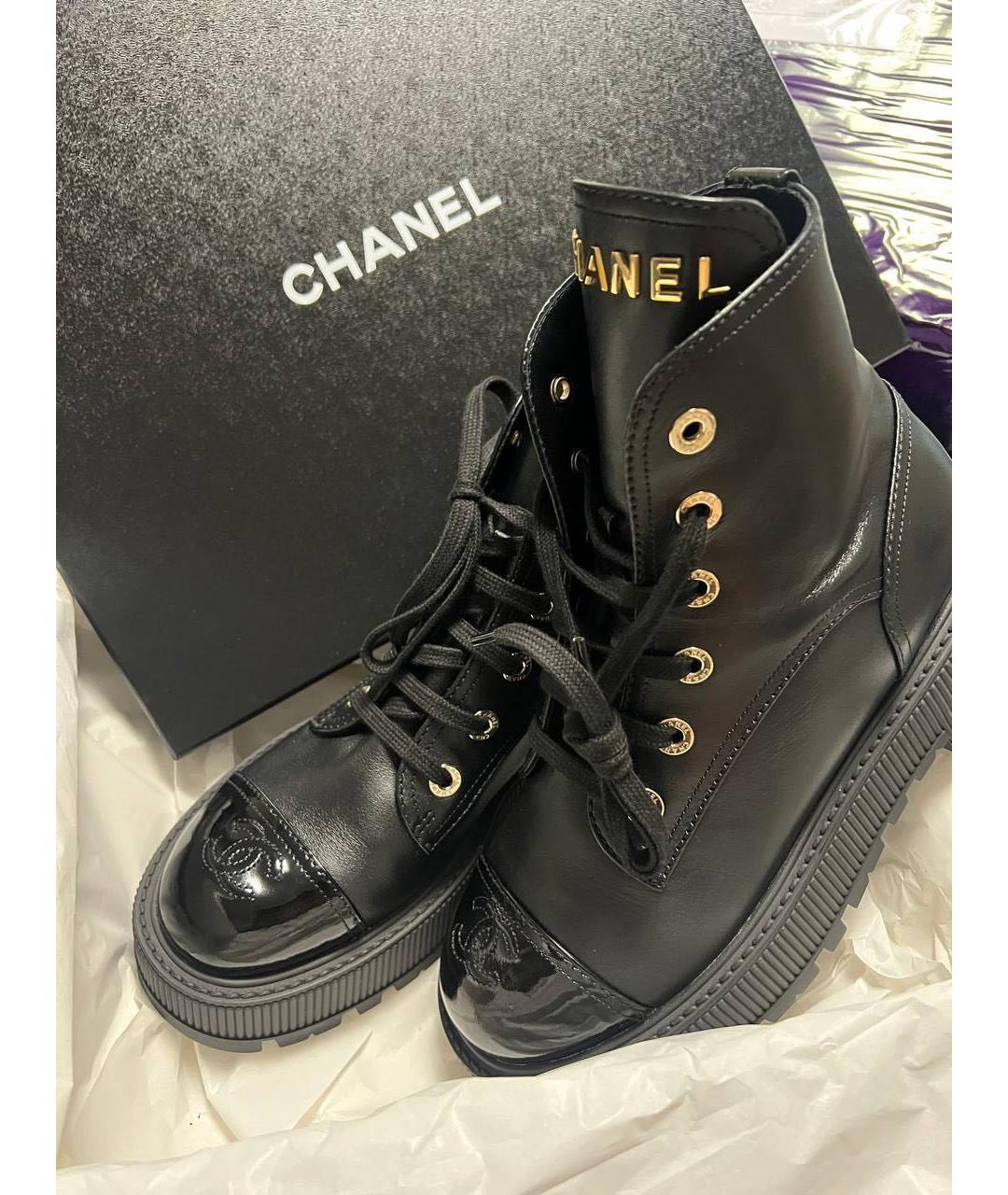 CHANEL Черные кожаные ботинки, фото 3