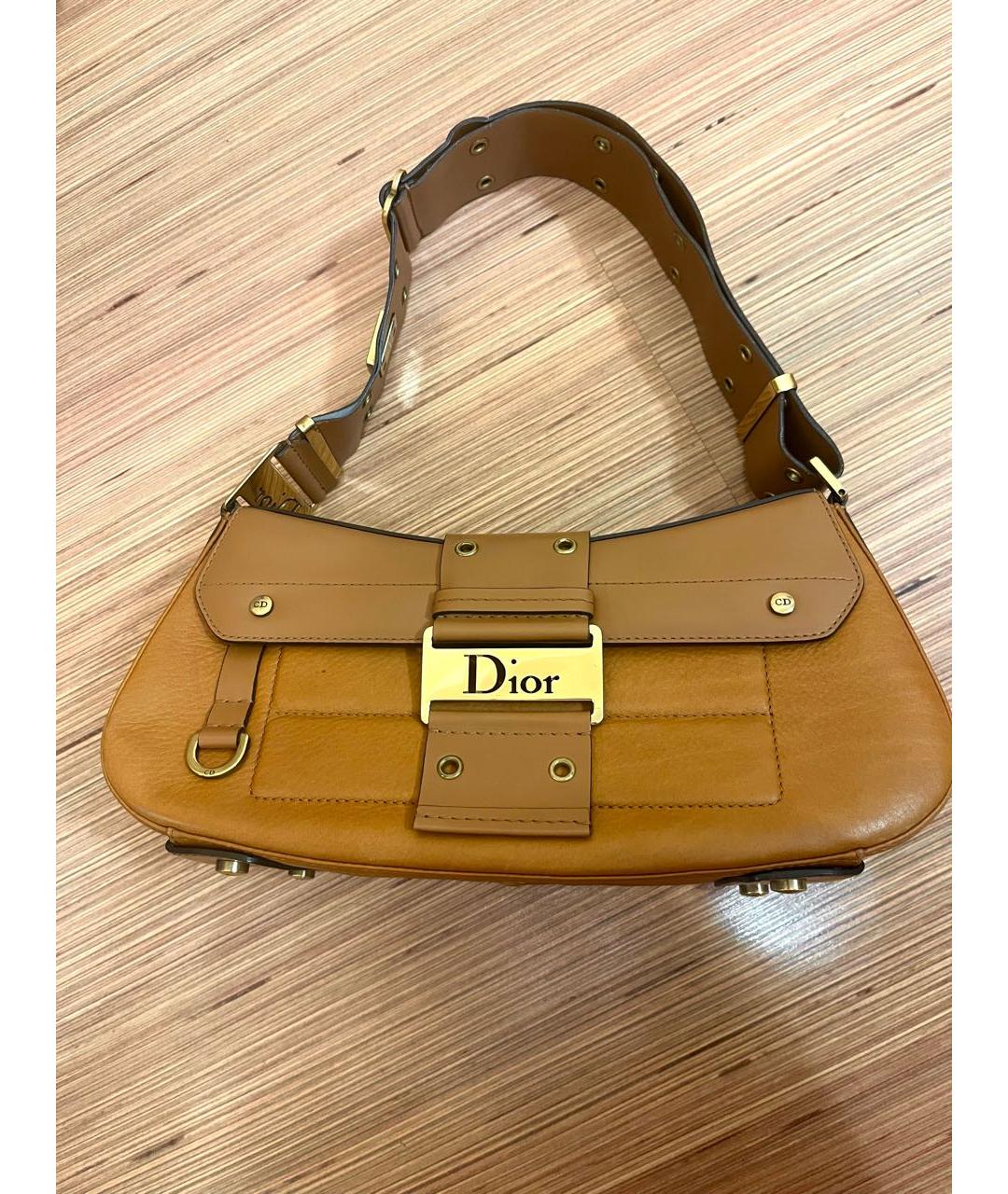 CHRISTIAN DIOR Коричневая кожаная сумка через плечо, фото 4