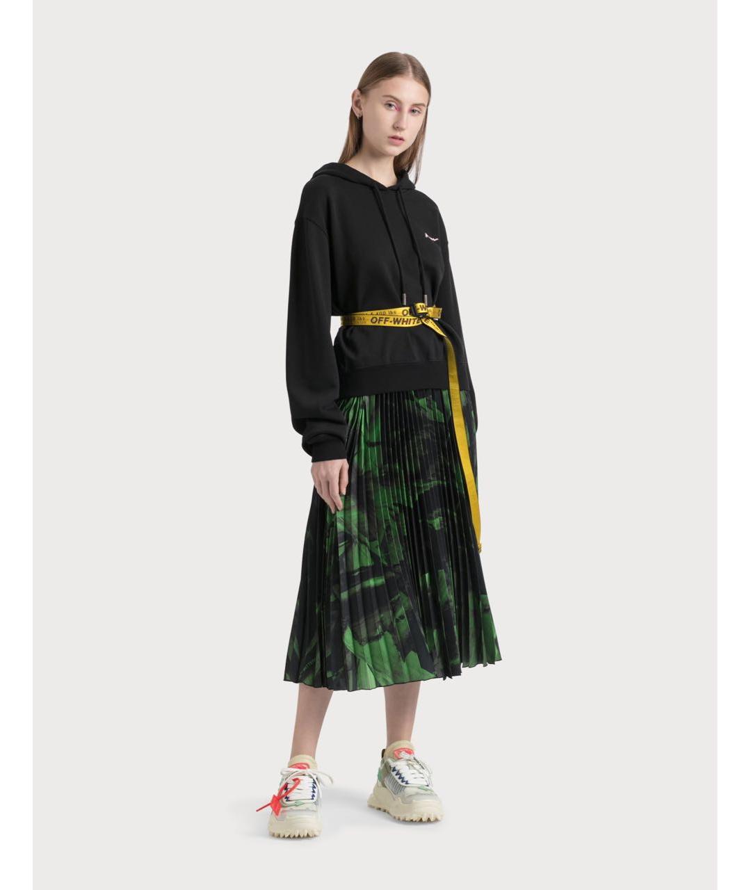 OFF-WHITE Зеленая шелковая юбка миди, фото 4