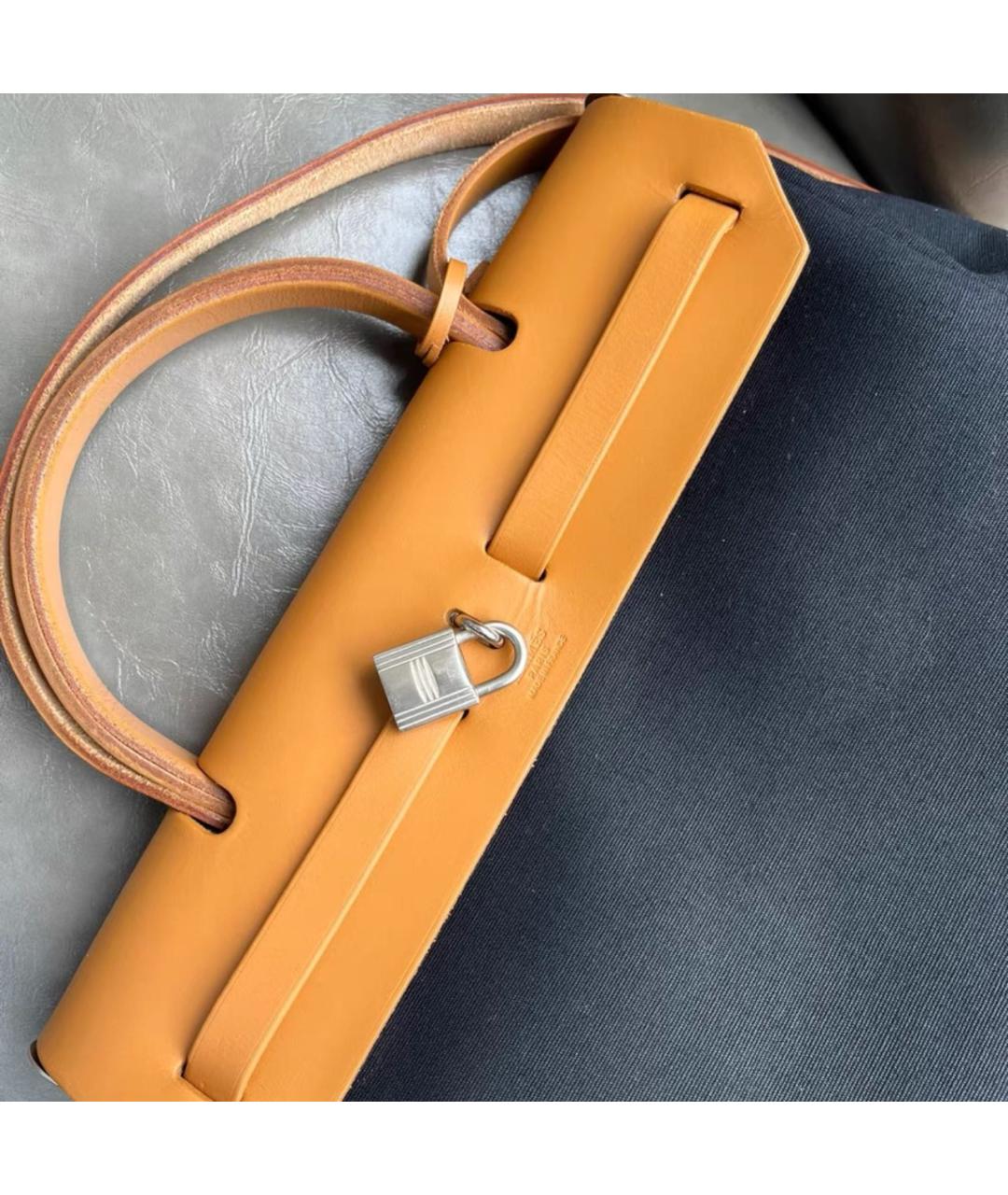 HERMES Коричневая кожаная сумка тоут, фото 5