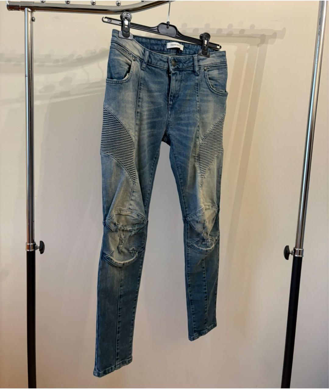 PIERRE BALMAIN Голубые хлопковые джинсы слим, фото 4