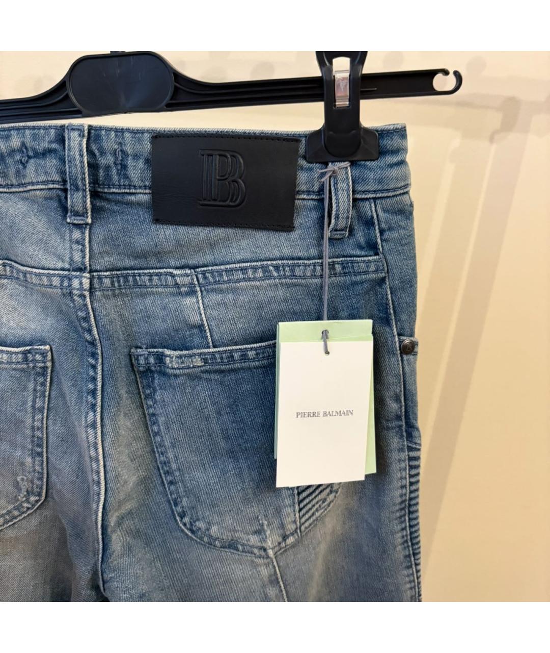 PIERRE BALMAIN Голубые хлопковые джинсы слим, фото 2
