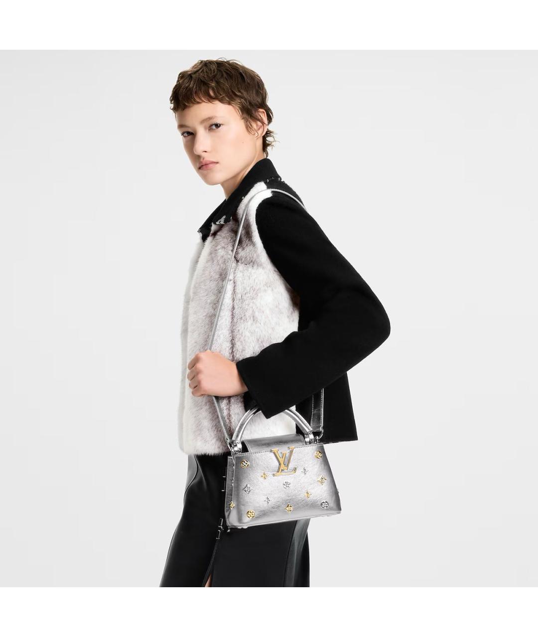 LOUIS VUITTON Серебряная сумка с короткими ручками, фото 6