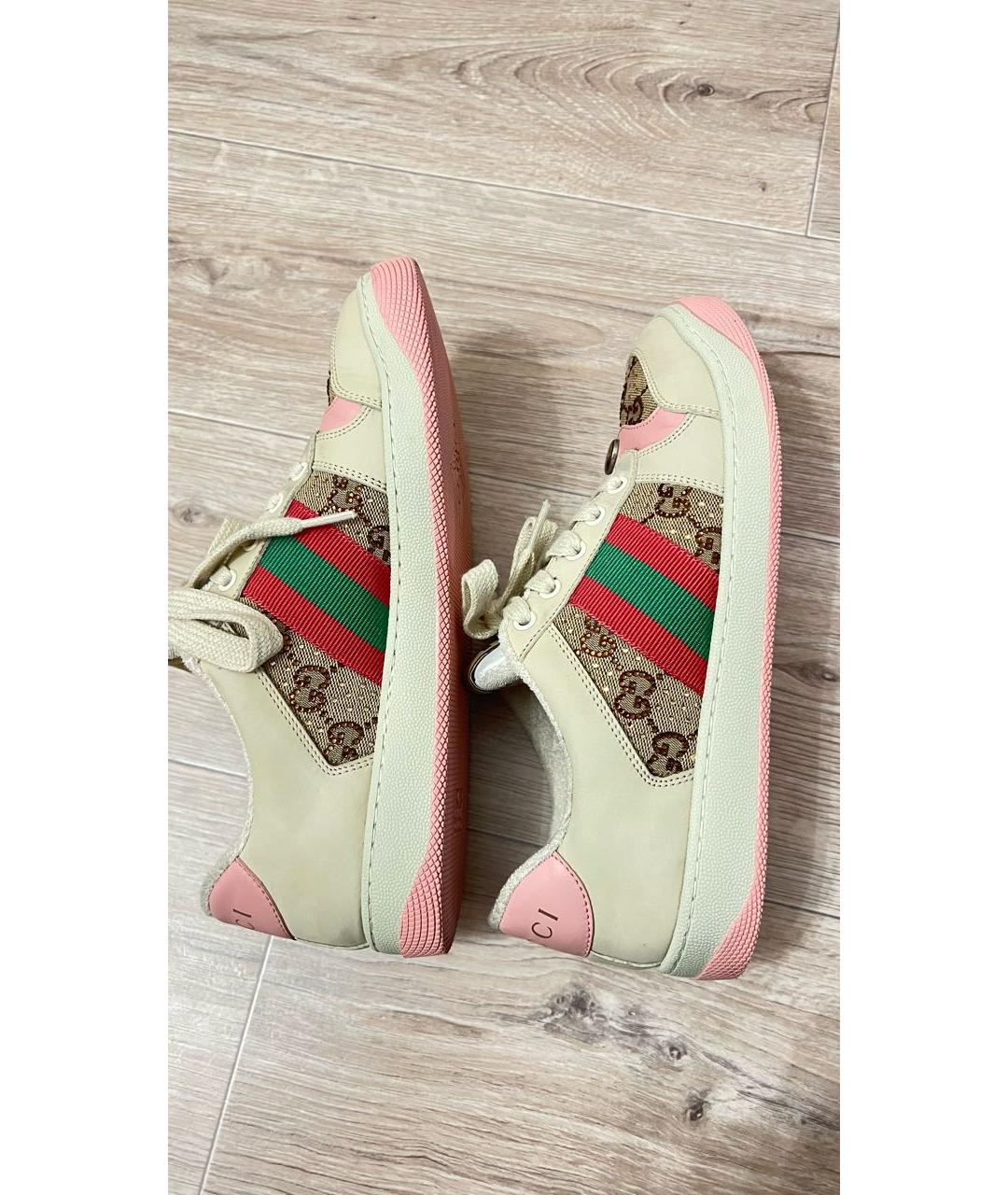 GUCCI Розовые кожаные кеды, фото 6