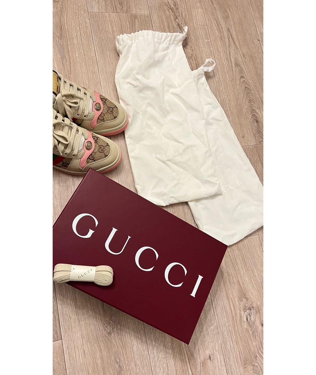 GUCCI Розовые кожаные кеды, фото 3