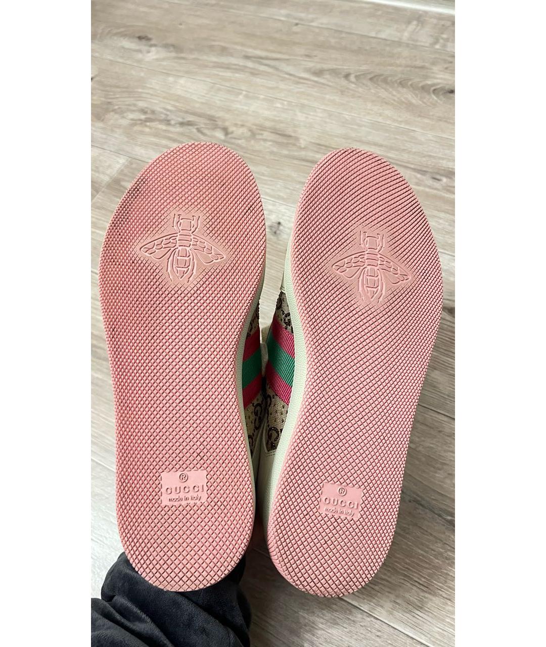 GUCCI Розовые кожаные кеды, фото 4