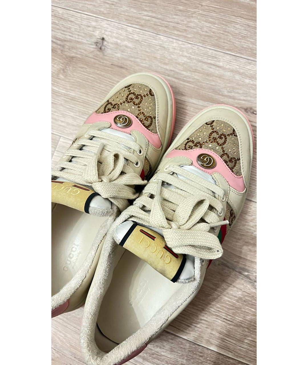 GUCCI Розовые кожаные кеды, фото 2