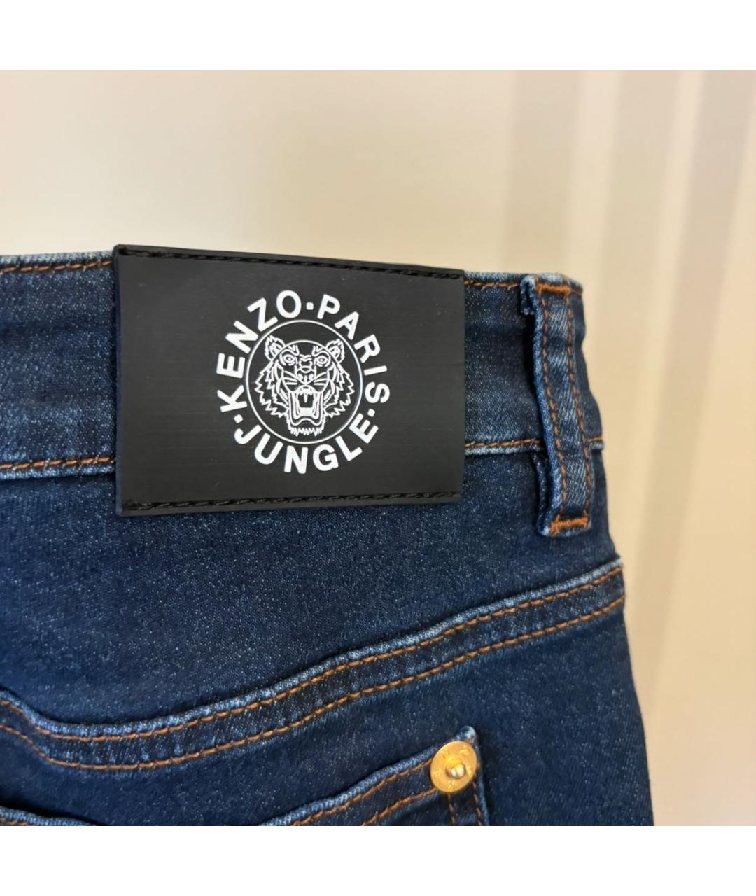 KENZO Темно-синие хлопковые прямые джинсы, фото 4