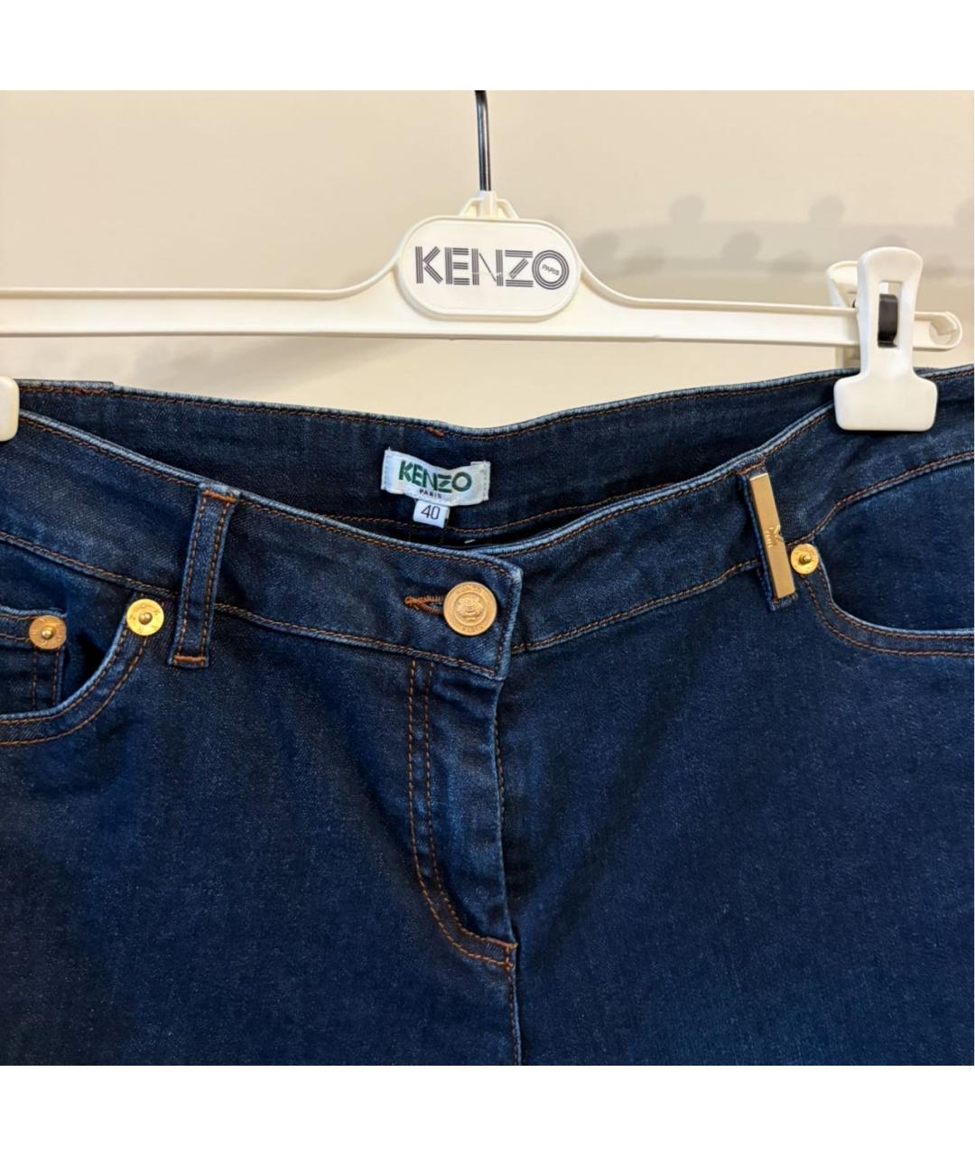 KENZO Темно-синие хлопковые прямые джинсы, фото 2