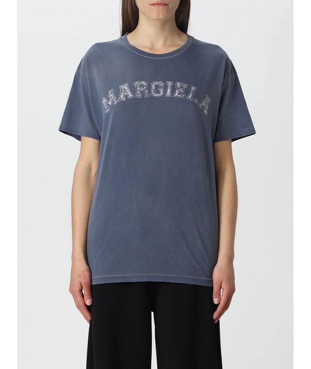 MAISON MARGIELA Темно-синяя хлопковая футболка, фото 2