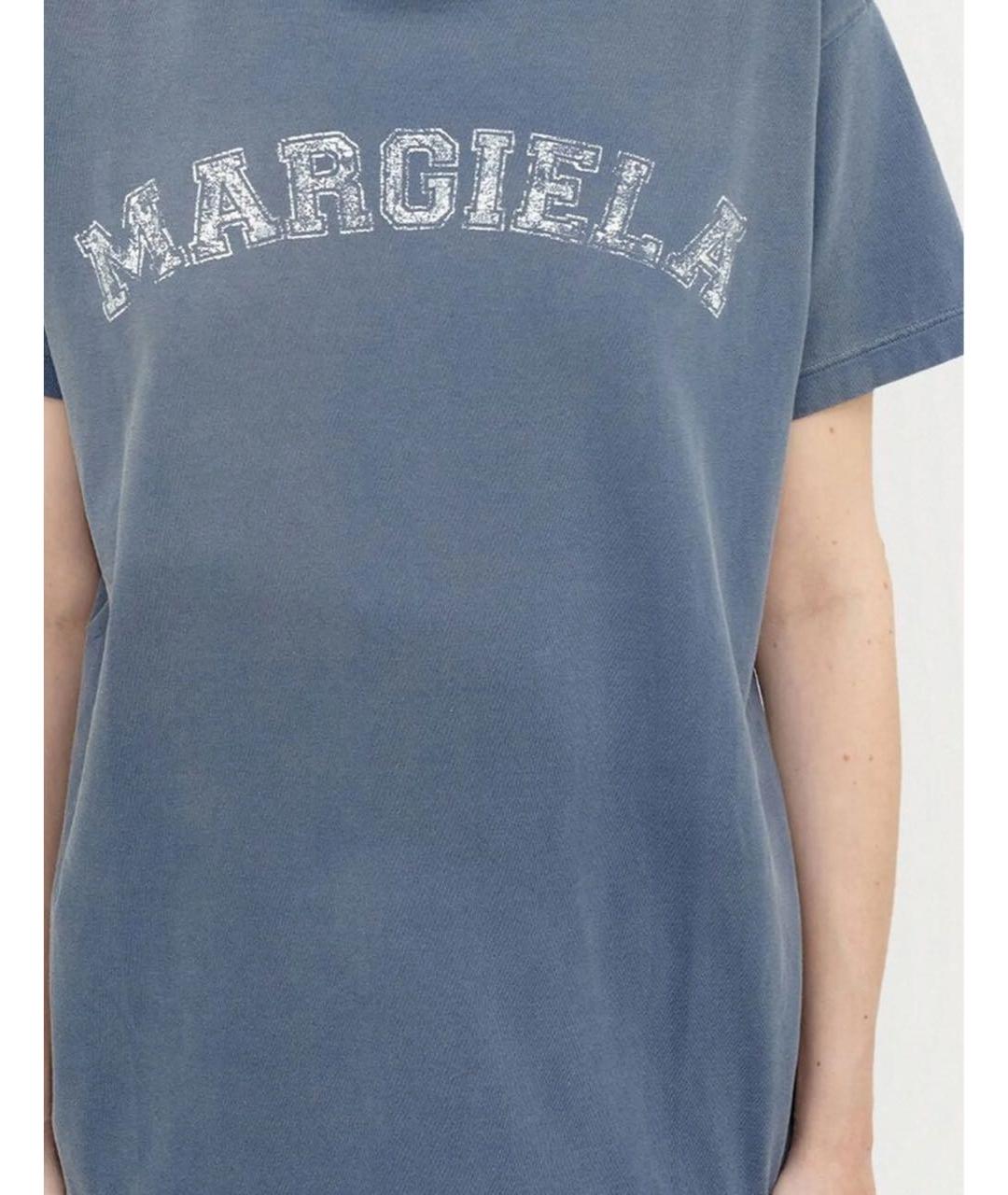 MAISON MARGIELA Темно-синяя хлопковая футболка, фото 3