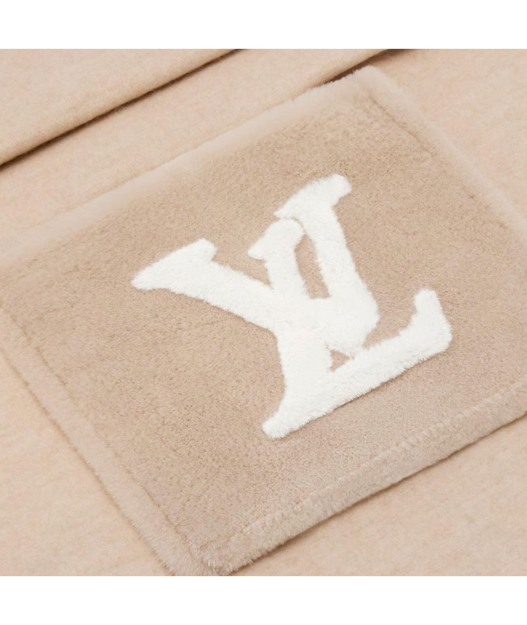 LOUIS VUITTON Бежевый кашемировый шарф, фото 3