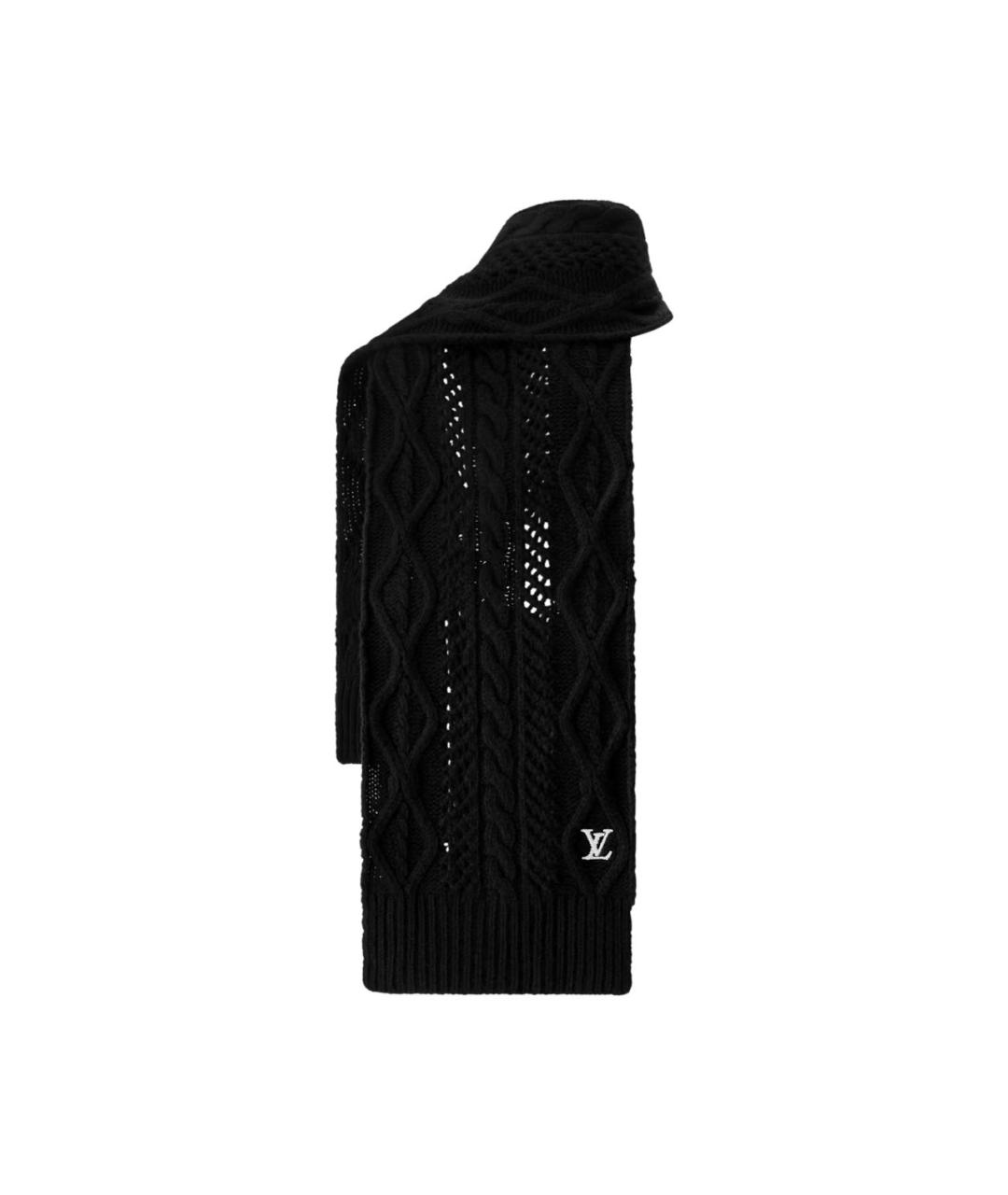LOUIS VUITTON Черный шерстяной шарф, фото 2