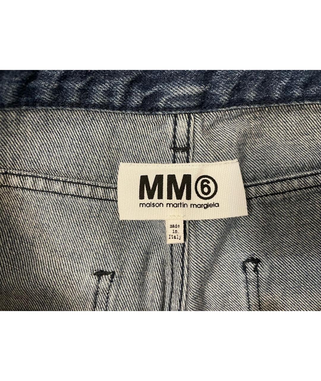 MM6 MAISON MARGIELA Синие хлопковые прямые джинсы, фото 4