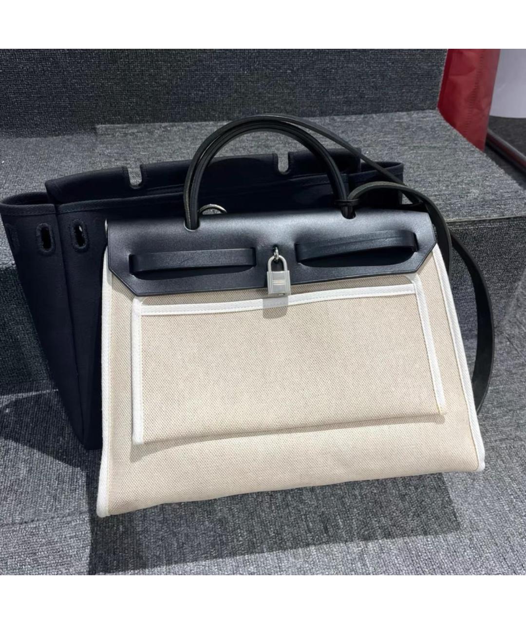 HERMES Черная кожаная сумка тоут, фото 2