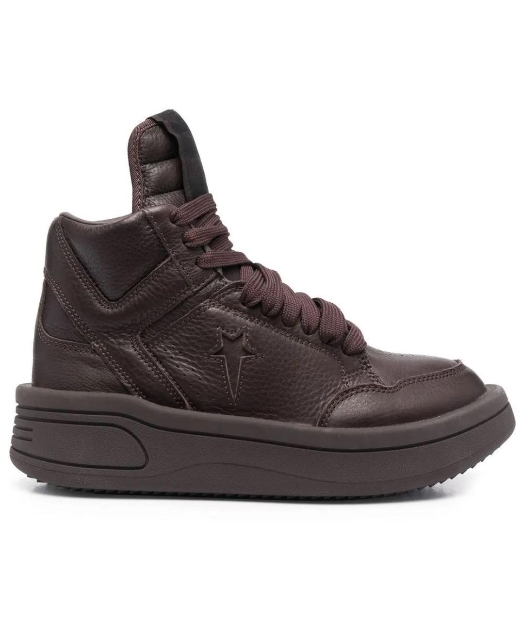 RICK OWENS DRKSHDW Коричневые кожаные кроссовки, фото 8