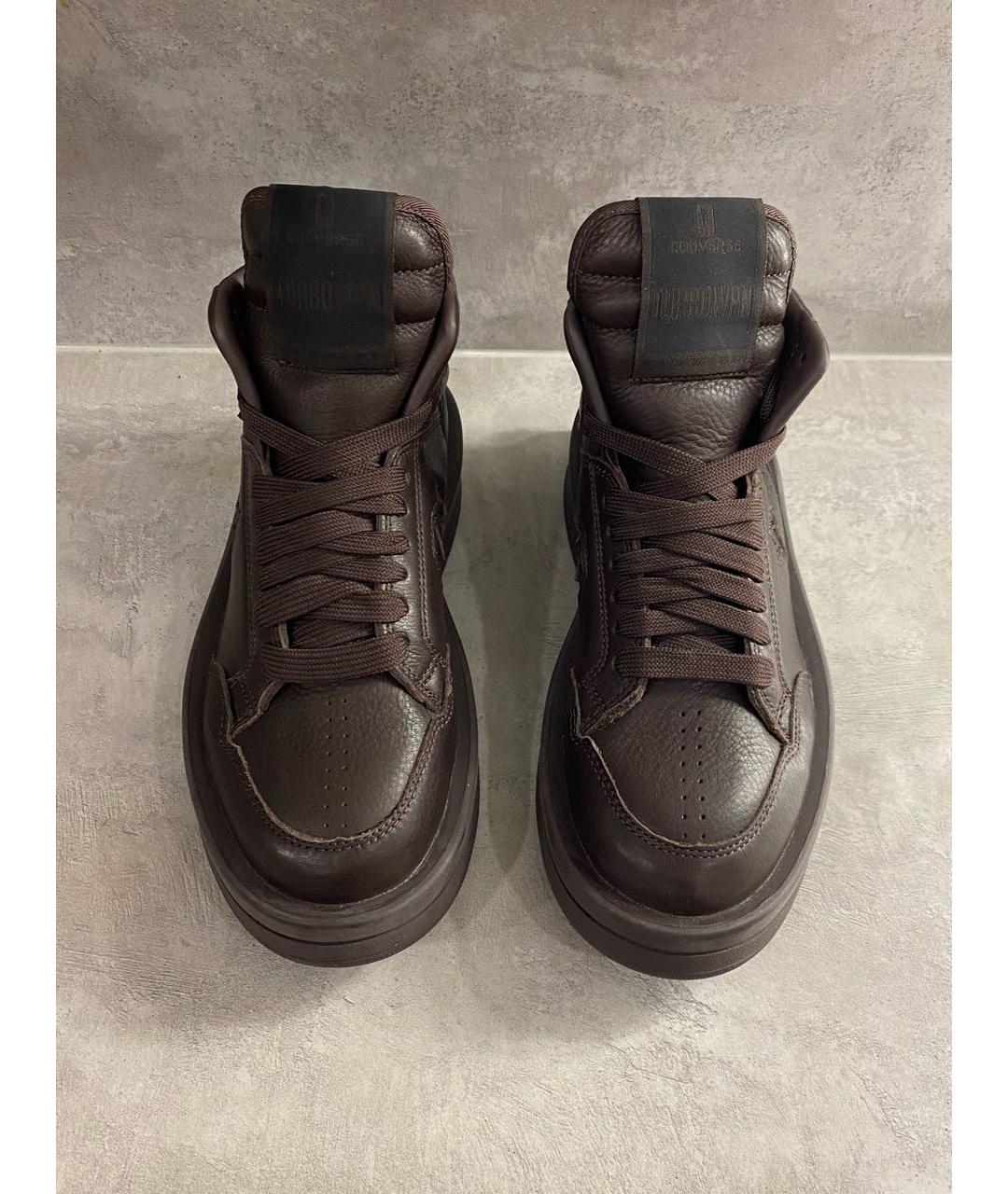 RICK OWENS DRKSHDW Коричневые кожаные кроссовки, фото 6