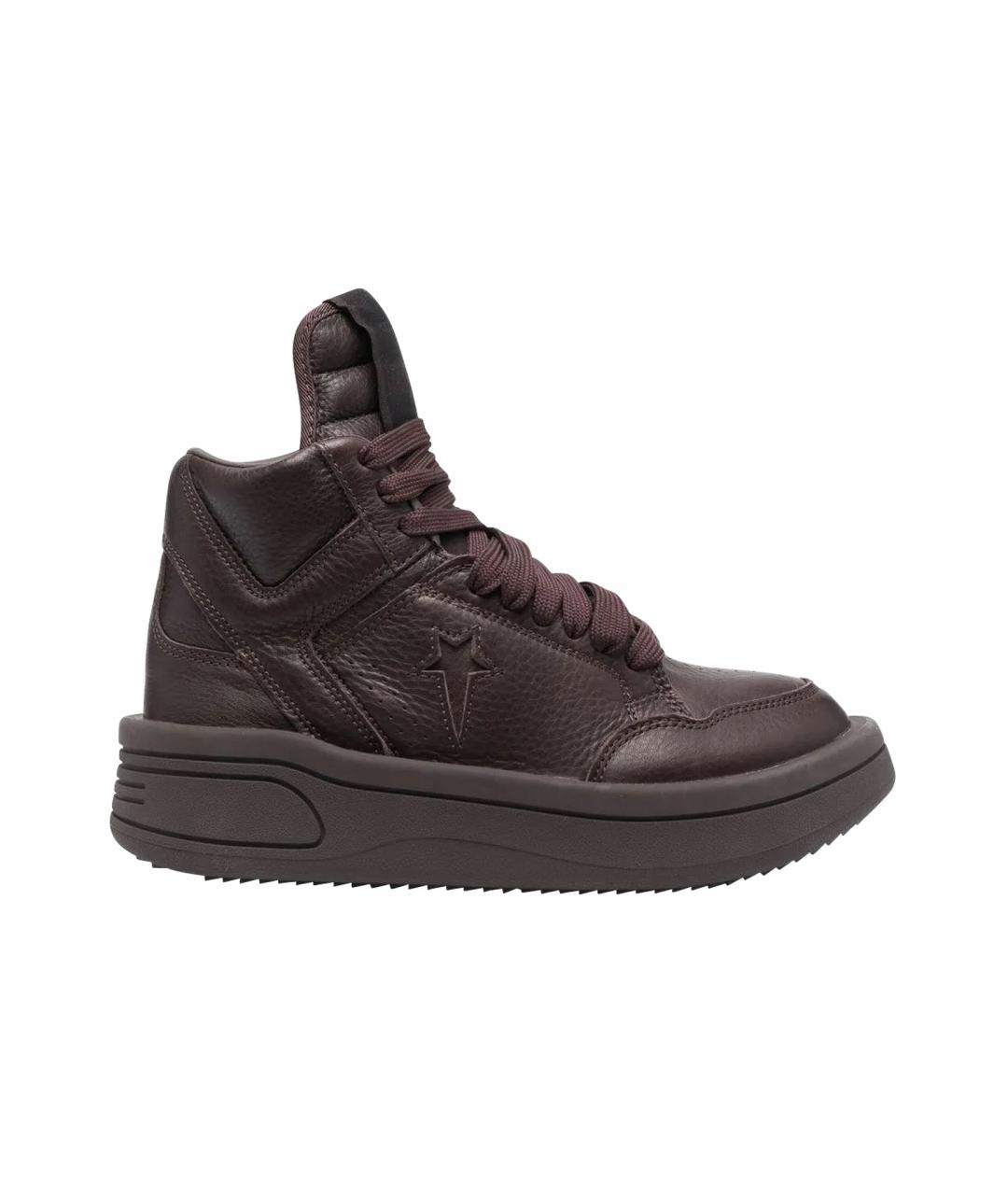 RICK OWENS DRKSHDW Коричневые кожаные кроссовки, фото 1