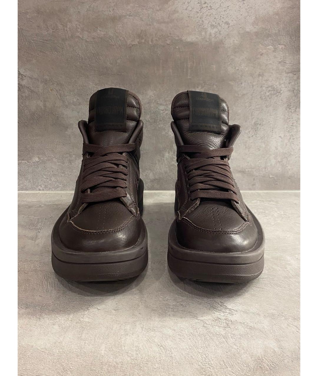 RICK OWENS DRKSHDW Коричневые кожаные кроссовки, фото 5