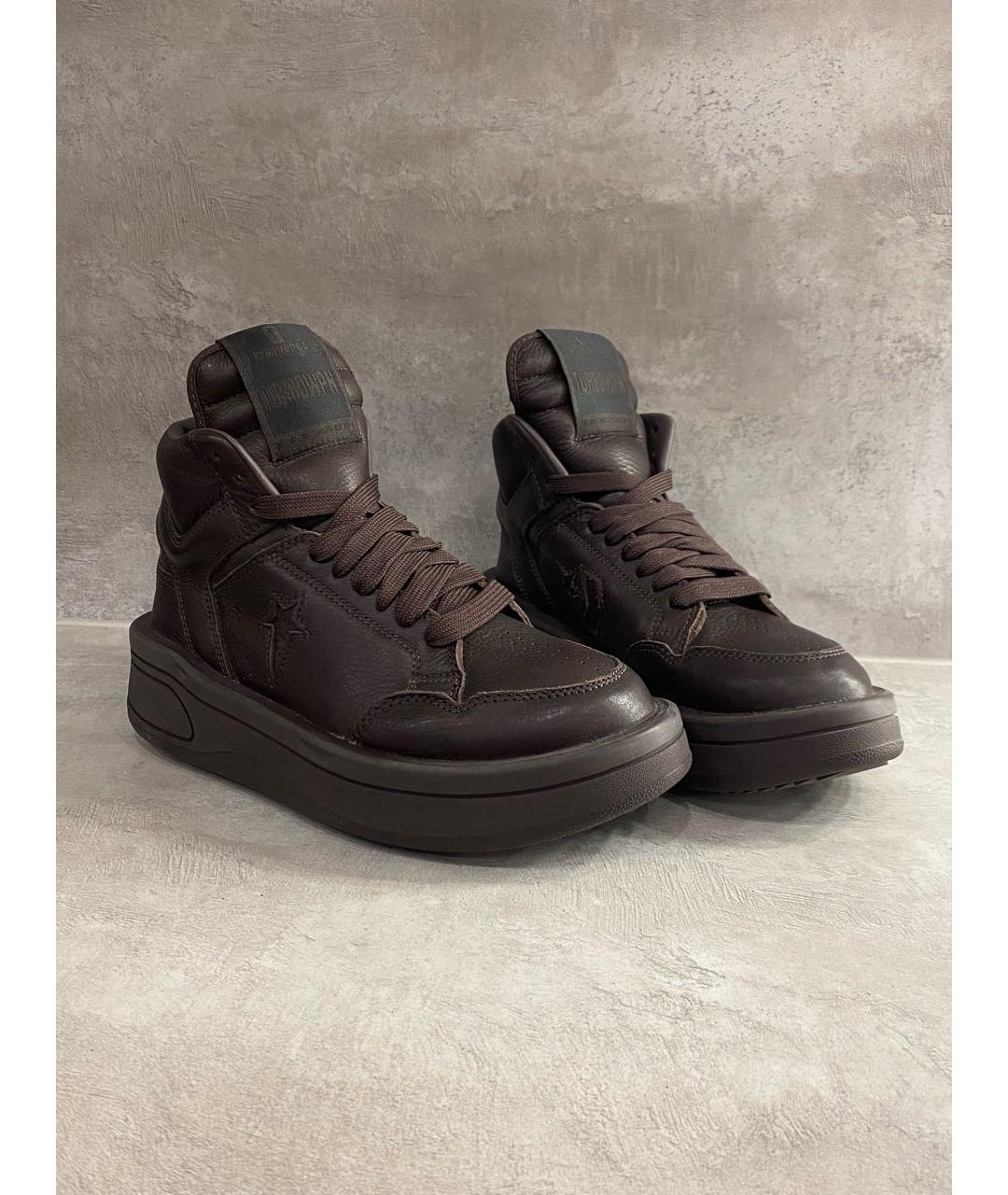 RICK OWENS DRKSHDW Коричневые кожаные кроссовки, фото 2