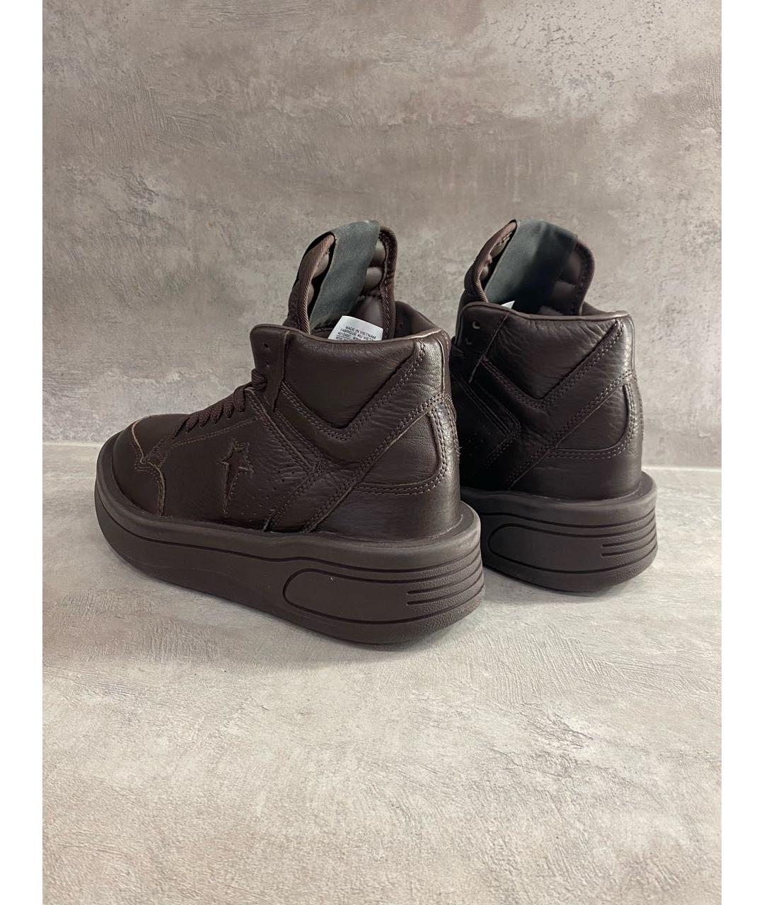 RICK OWENS DRKSHDW Коричневые кожаные кроссовки, фото 4