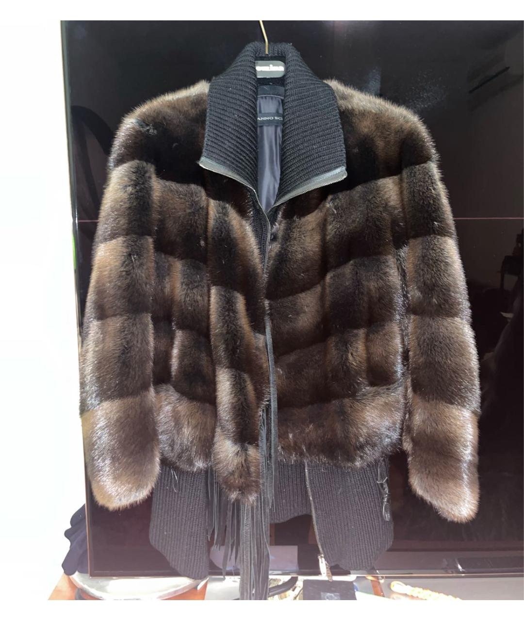 ERMANNO SCERVINO Коричневая меховая шуба, фото 5