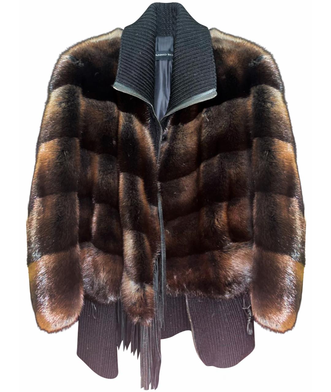 ERMANNO SCERVINO Коричневая меховая шуба, фото 1