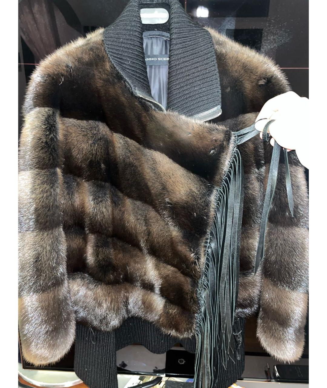 ERMANNO SCERVINO Коричневая меховая шуба, фото 4