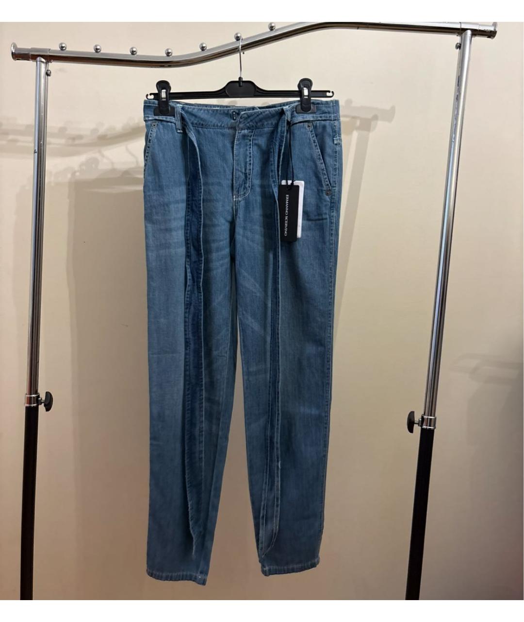 ERMANNO SCERVINO Синие хлопковые прямые джинсы, фото 5