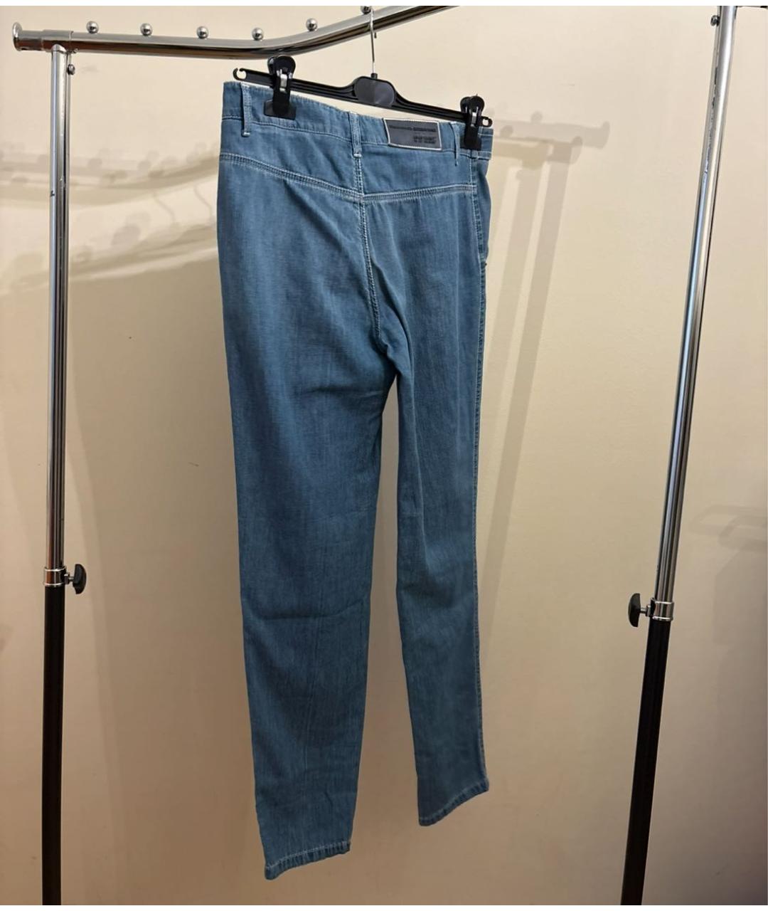 ERMANNO SCERVINO Синие хлопковые прямые джинсы, фото 4