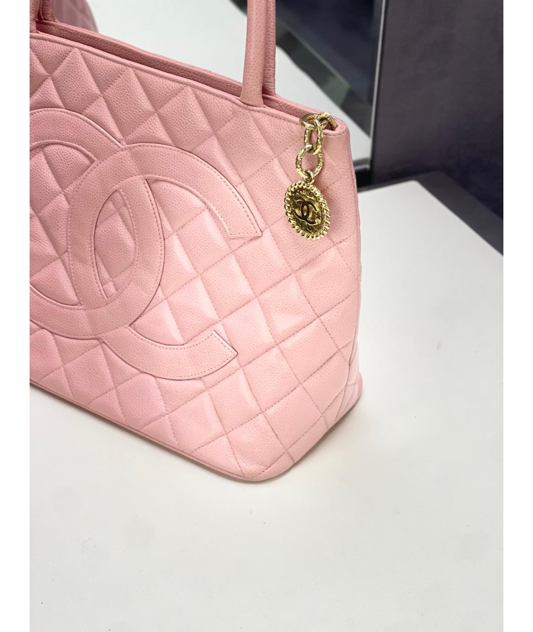 CHANEL Розовая кожаная сумка тоут, фото 4