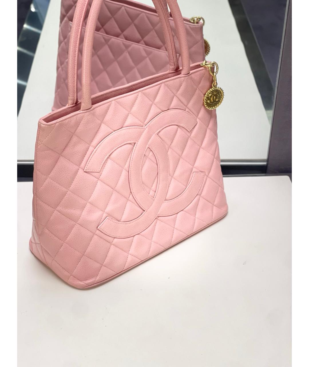 CHANEL Розовая кожаная сумка тоут, фото 2