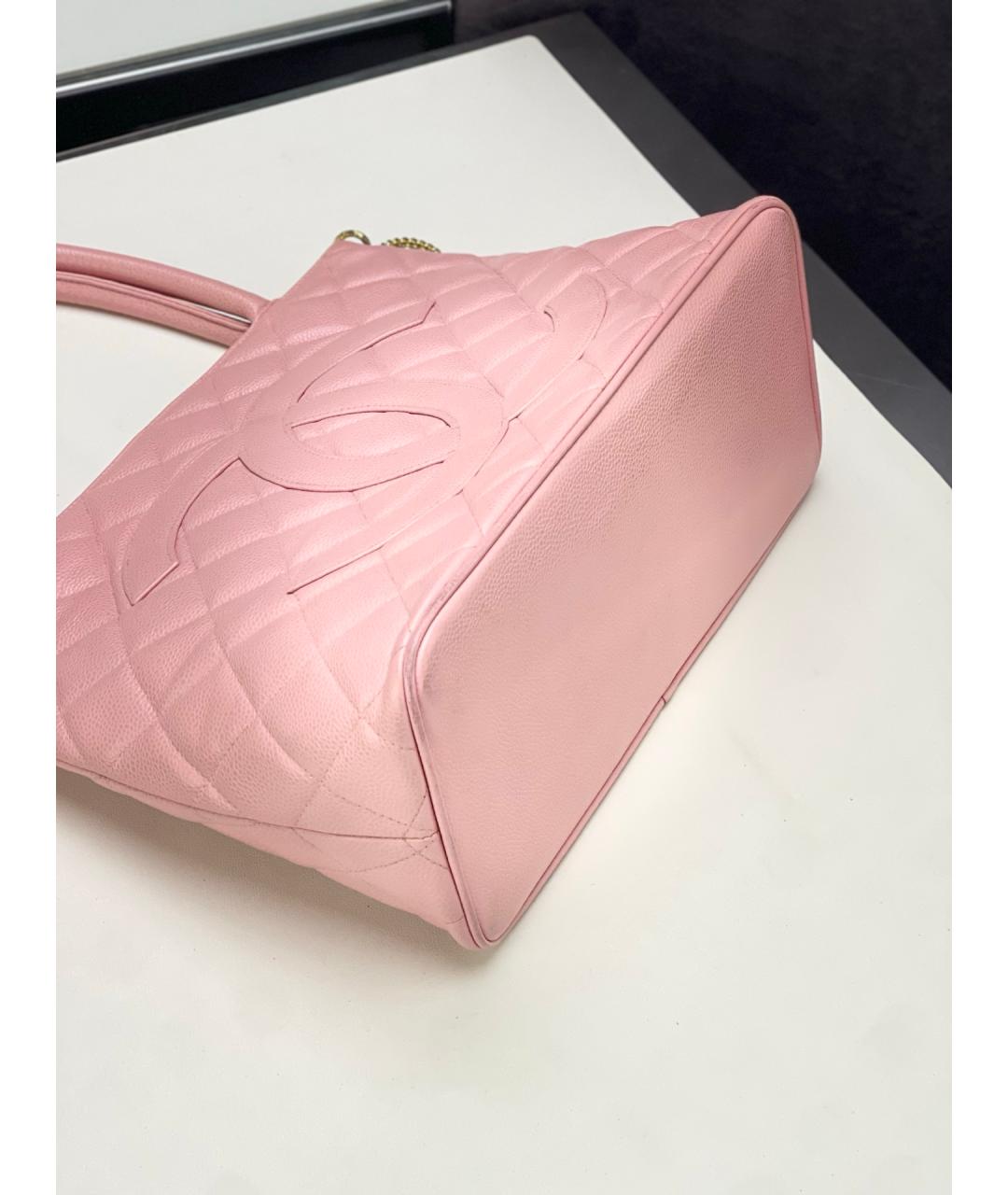 CHANEL Розовая кожаная сумка тоут, фото 5