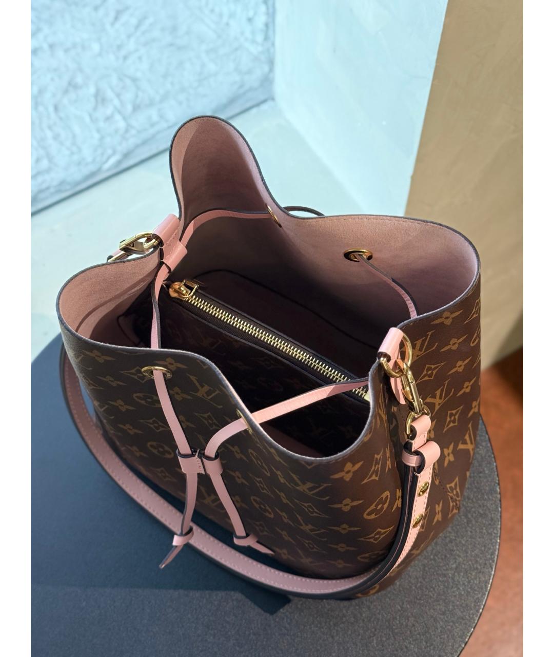 LOUIS VUITTON Коричневая кожаная сумка через плечо, фото 7