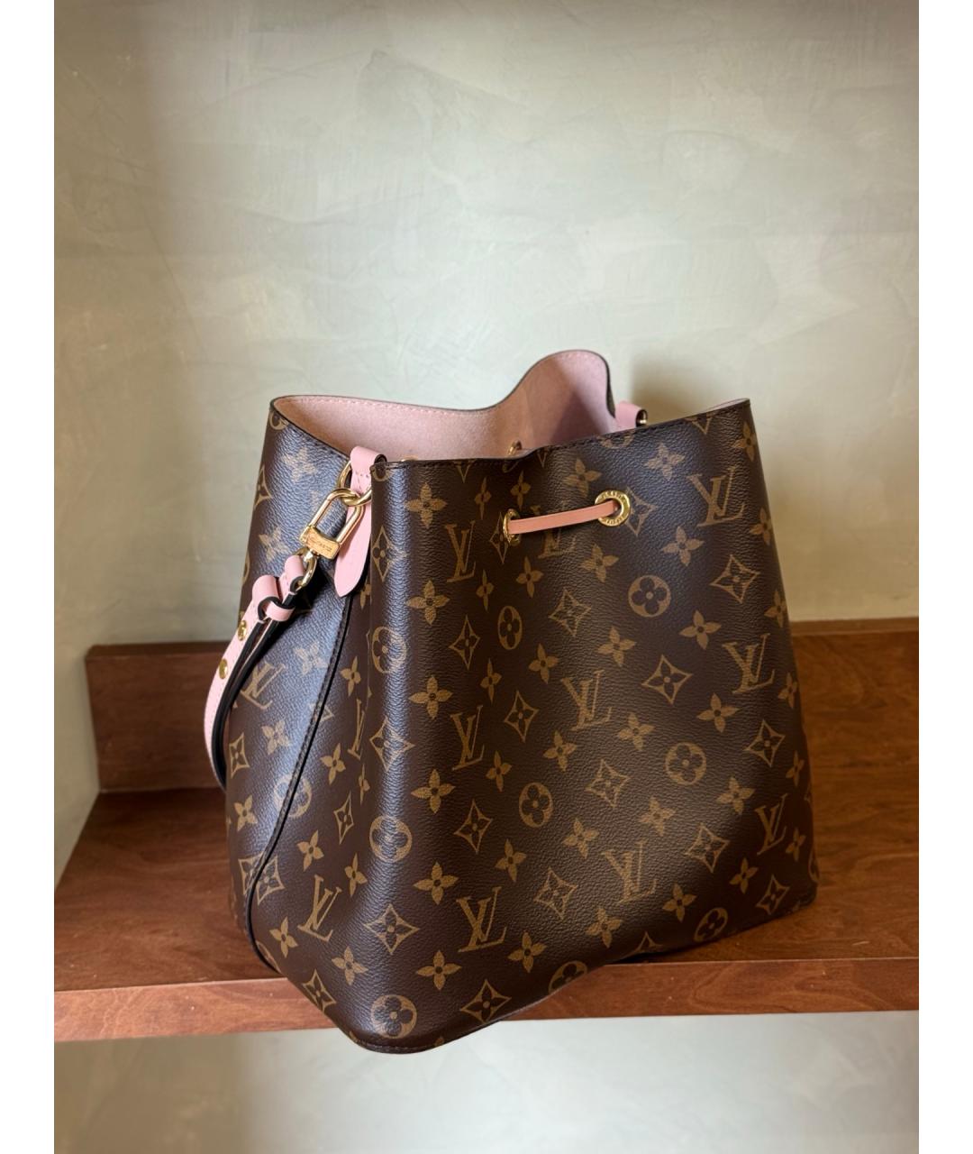 LOUIS VUITTON Коричневая кожаная сумка через плечо, фото 6