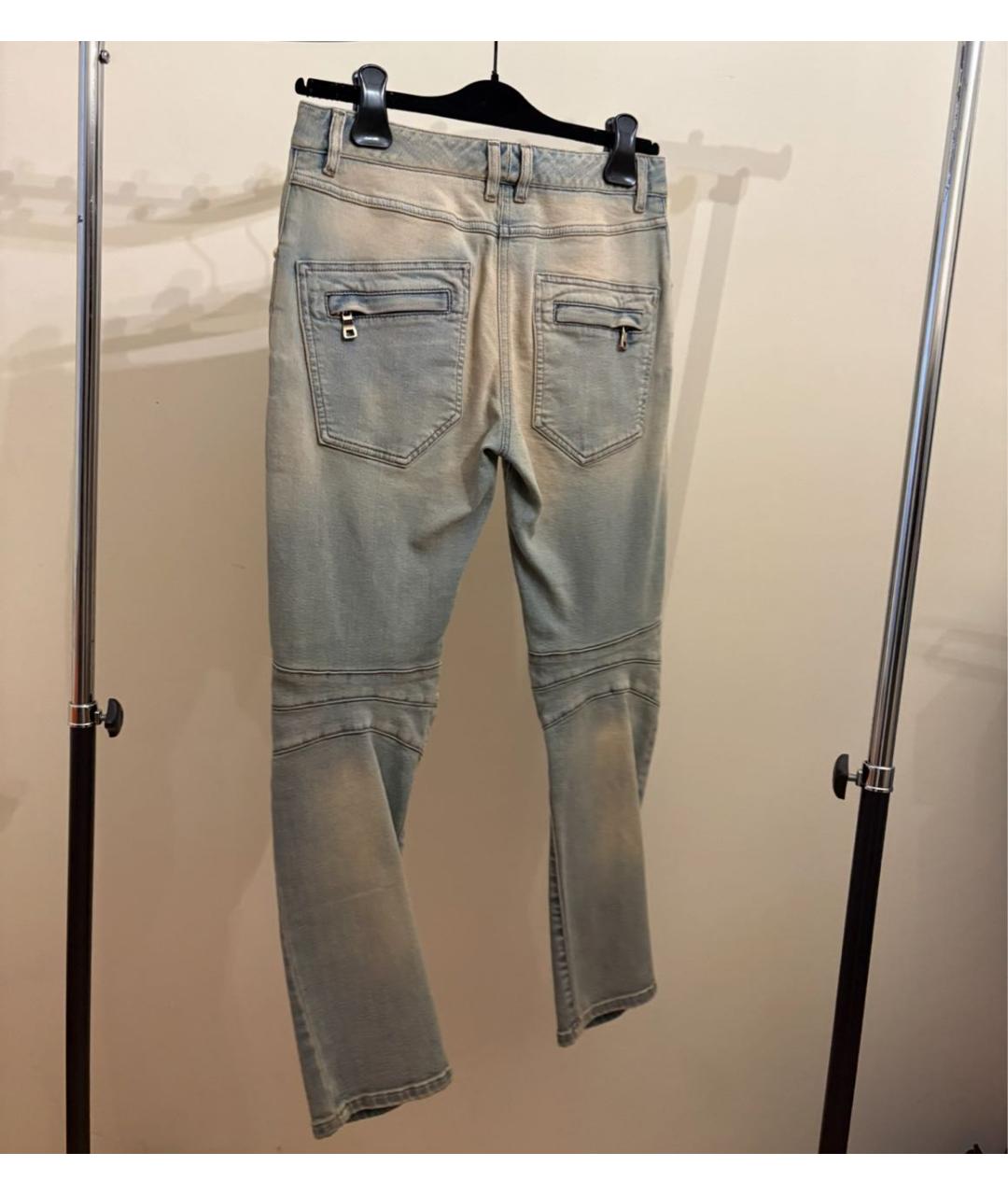 BALMAIN Голубые хлопковые джинсы слим, фото 3