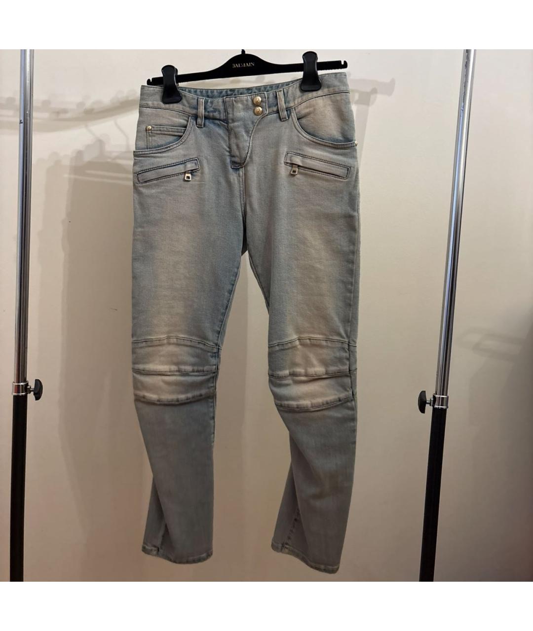 BALMAIN Голубые хлопковые джинсы слим, фото 4