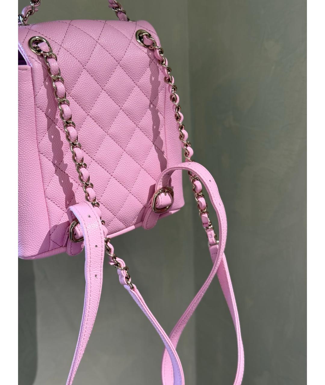 CHANEL Розовый кожаный рюкзак, фото 7