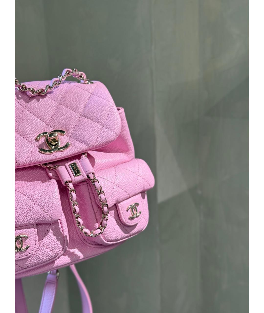 CHANEL Розовый кожаный рюкзак, фото 4