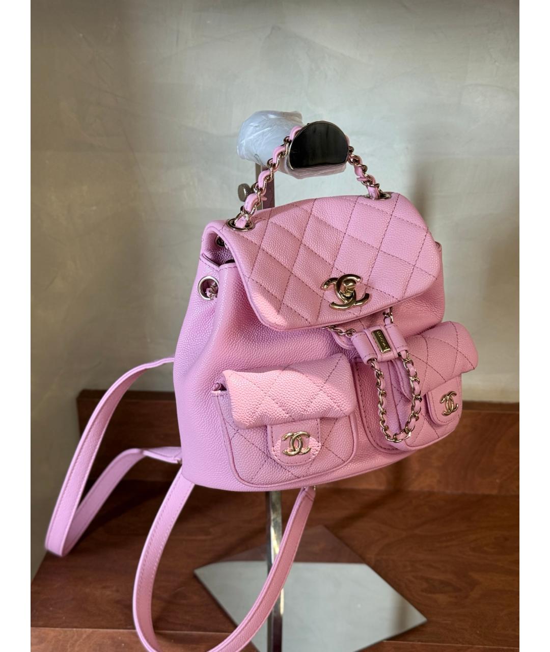 CHANEL Розовый кожаный рюкзак, фото 3