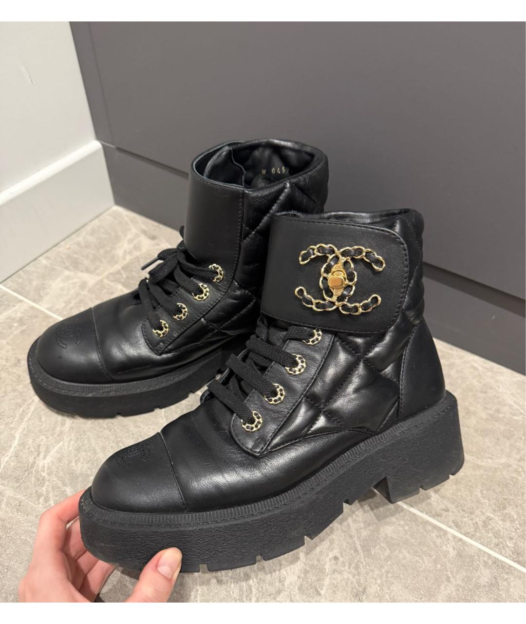 CHANEL Черные кожаные ботинки, фото 4