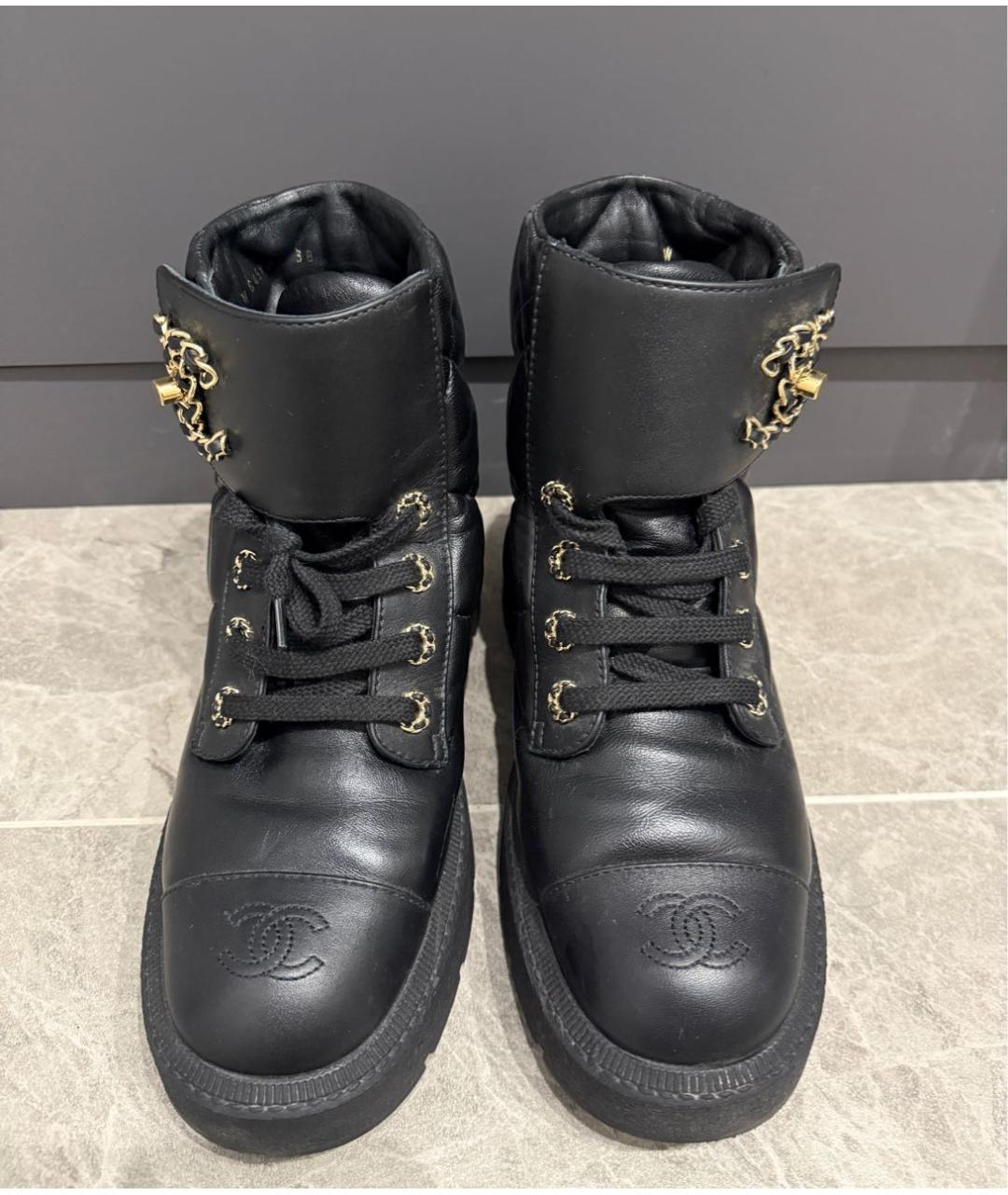 CHANEL Черные кожаные ботинки, фото 2