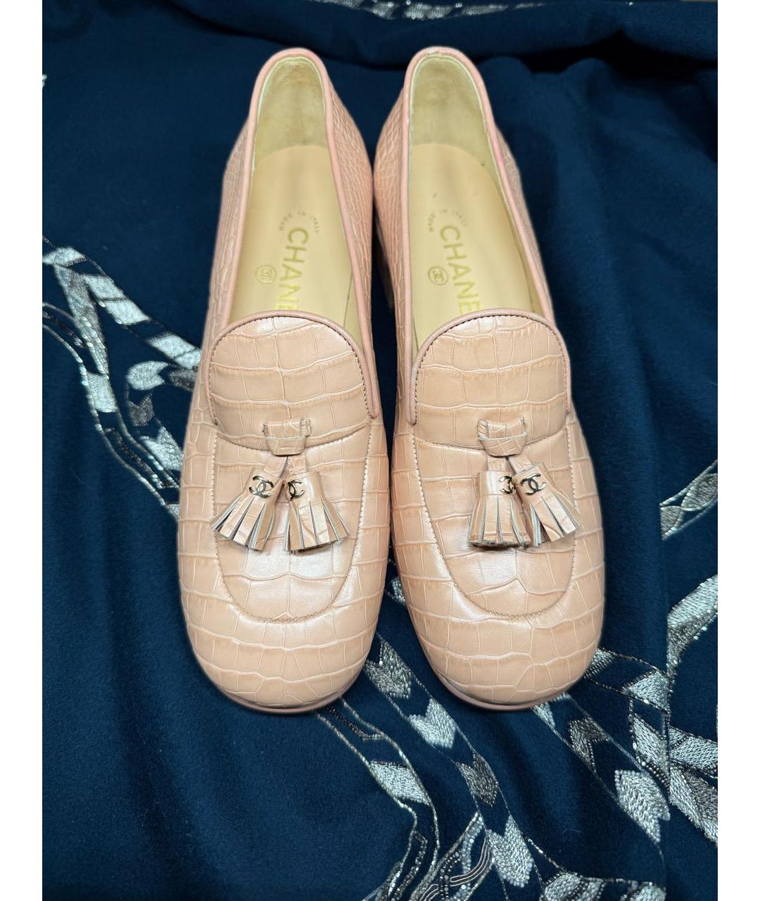 CHANEL Розовые туфли из экзотической кожи, фото 8
