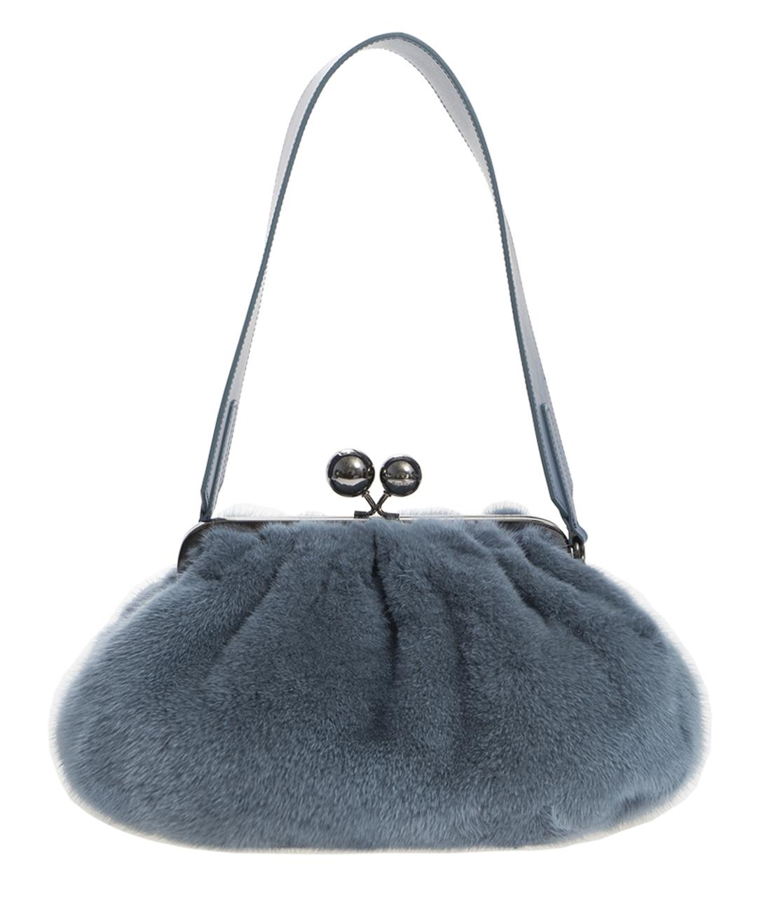 MAX MARA Голубая меховая сумка через плечо, фото 1