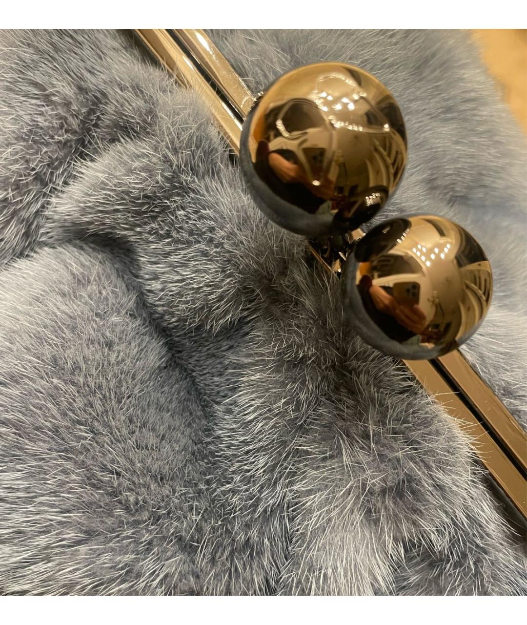MAX MARA Голубая меховая сумка через плечо, фото 5