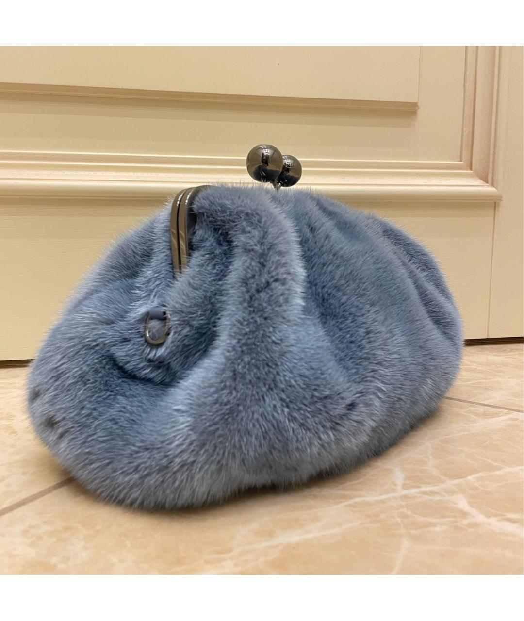 MAX MARA Голубая меховая сумка через плечо, фото 2