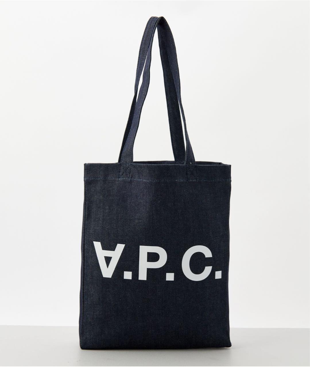 A.P.C. Темно-синяя тканевая сумка тоут, фото 5