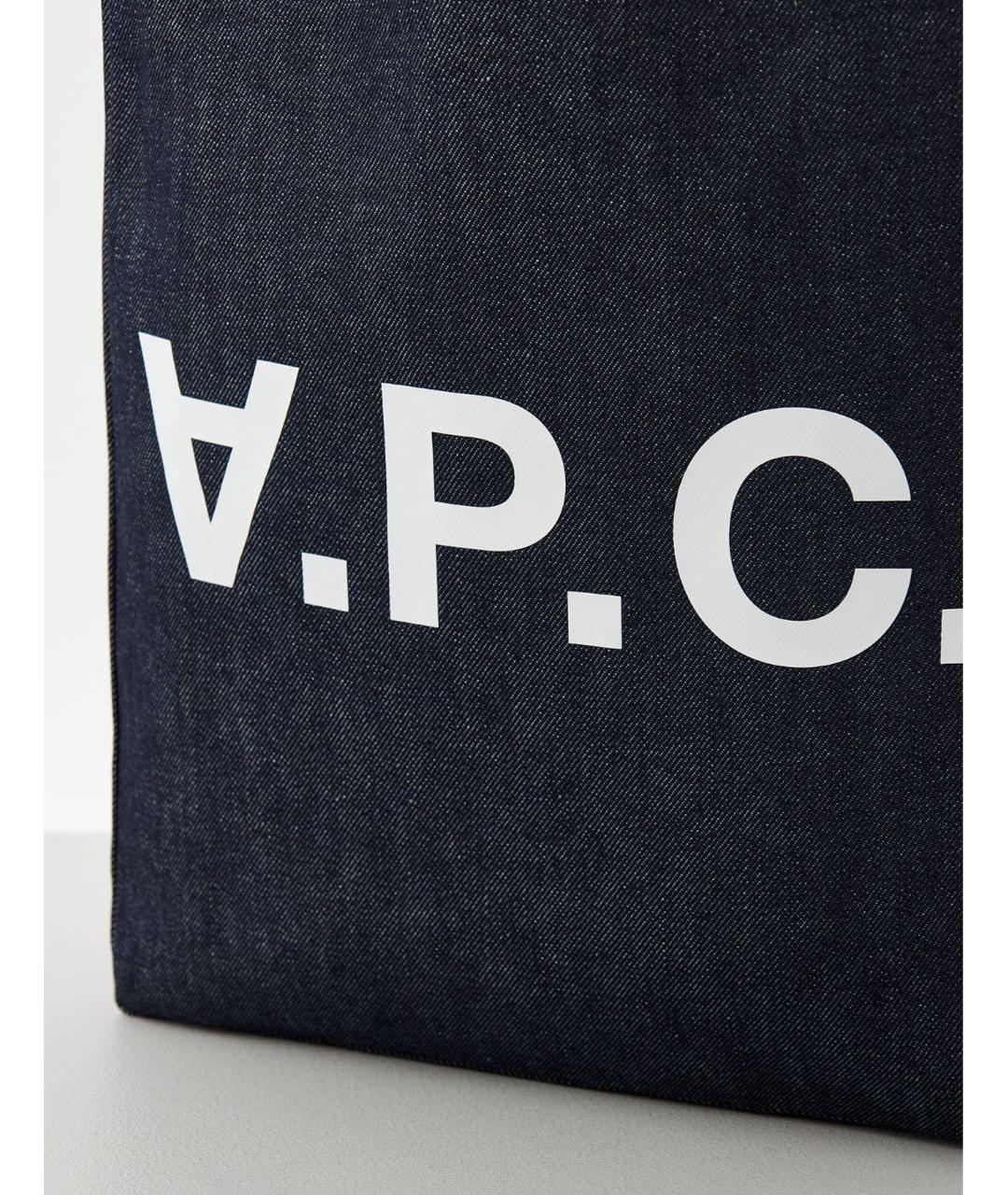 A.P.C. Темно-синяя тканевая сумка тоут, фото 3