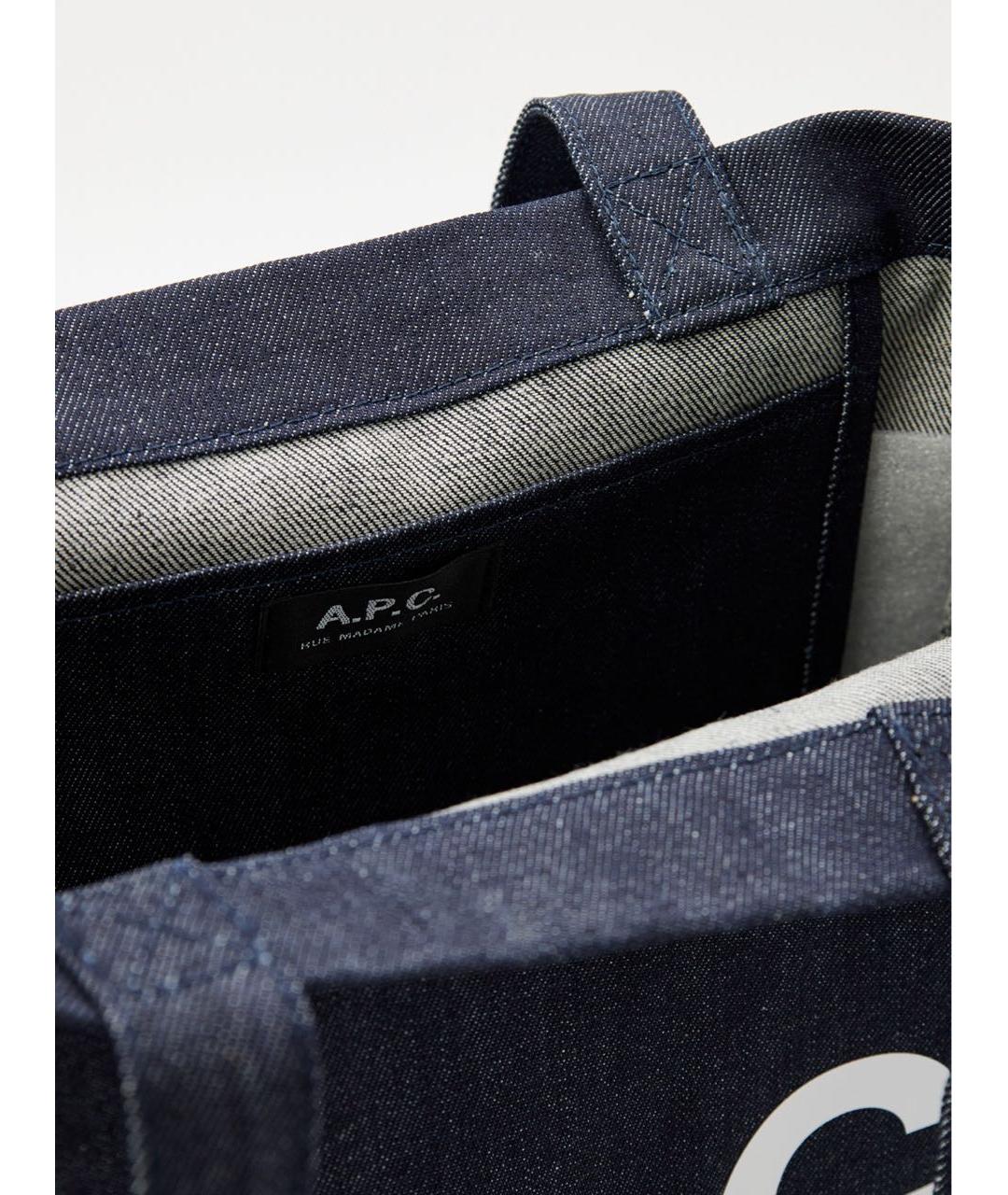 A.P.C. Темно-синяя тканевая сумка тоут, фото 4