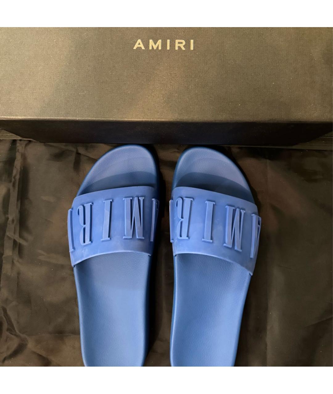 AMIRI Голубые резиновые шлепанцы, фото 2